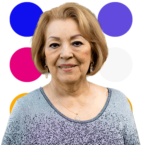 Older lady image with circles